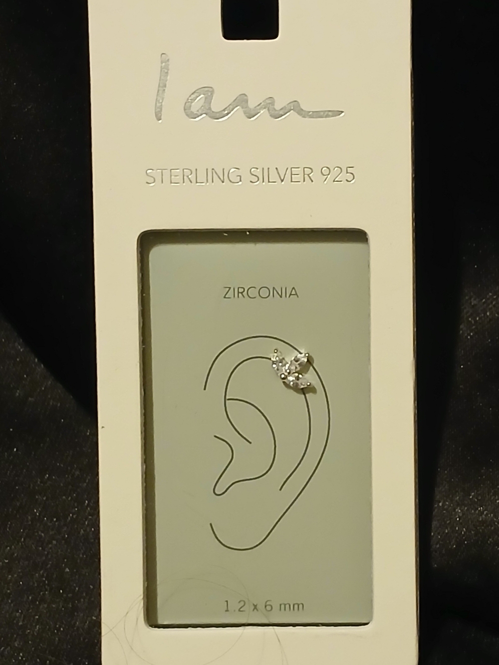 I AM Sterling Silver Zirconia Ear Stud - Silver Sparkle